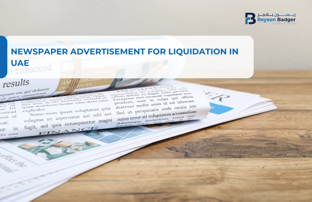Newspaper Advertisement for Liquidation in UAE